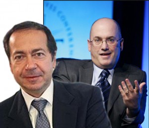 Da sinistra John Paulson e Steven Cohen. In apertura George Soros.