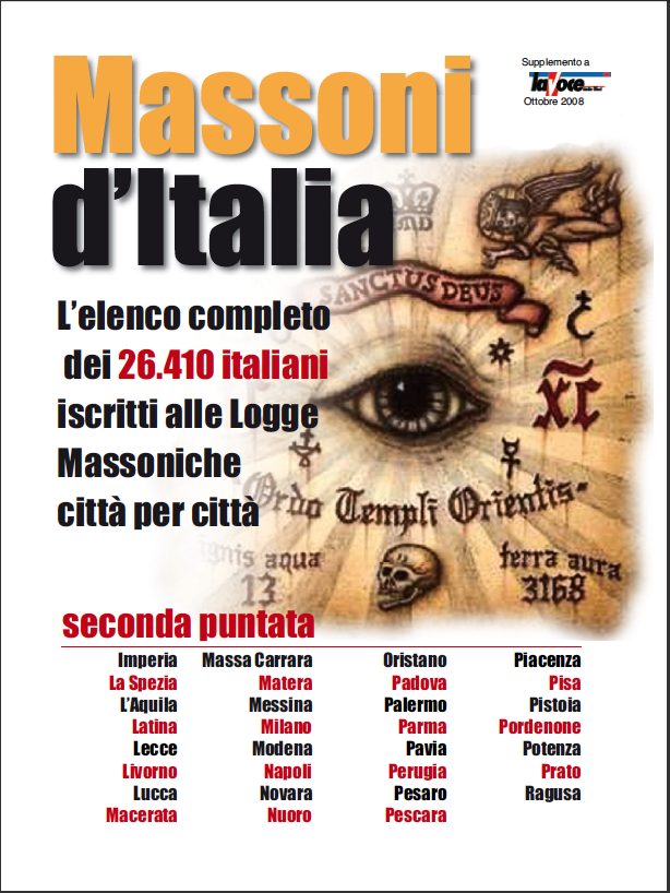 La copertina del Fascicolo Massoni d'Italia pubblicato dalla Voce a ottobre 2008