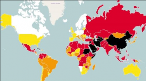 La mappa dei Paesi che reprimono la libertà di stampa realizzata da Freedom House