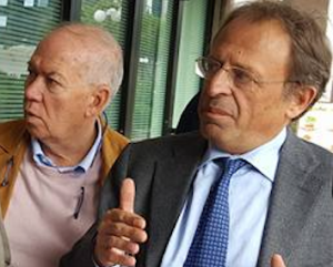 Carmelo Finocchiaro e, a sinistra, Alfredo Belluco. In apertura Gianni Punzo e, nella foto in basso, un momento della conferenza stampa 